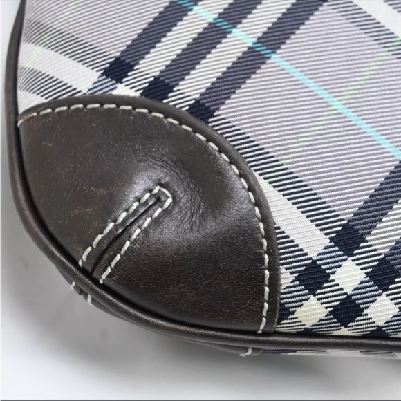 BURBERRY BLUE LABEL Check Pattern Shoulder Bag Nylon Leather Black - EUC - Picture 9 of 16